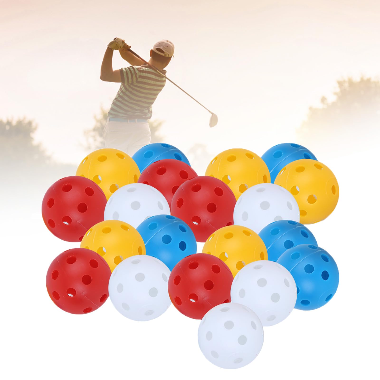BigKing Pelota de Golf Hueca, 20 Piezas de plástico de Color Mixto, Flujo de Aire, Pelota de Golf de Entrenamiento Hueca, Deportes de Interior, práctica, Accesorios de Golf