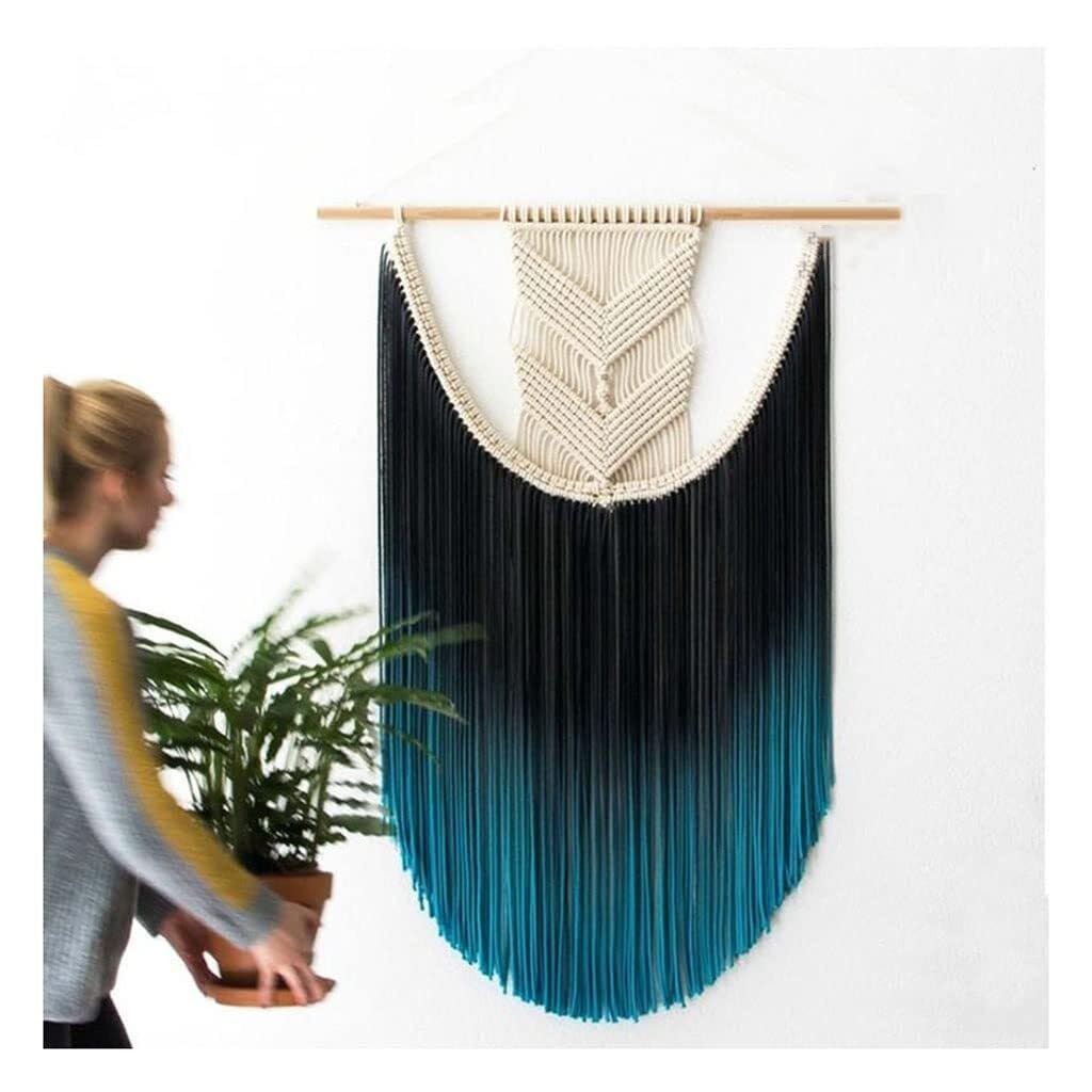 Tentures murales en Macramé - Grandes tentures murales teintées à la main, utilisées pour décoration de fond de tête/mariage - 6 styles (A2,50 x 80 cm/19,7 x 31,5)