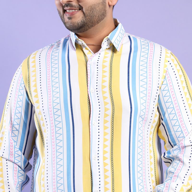 Image of Instafab Plus Men's Shirt for Casual Wear | Spread Collar | Button Closure | Plus-Size Fit | Short Sleeve | Cotton Shirt Crafted with Comfort Fit for Everyday Wear