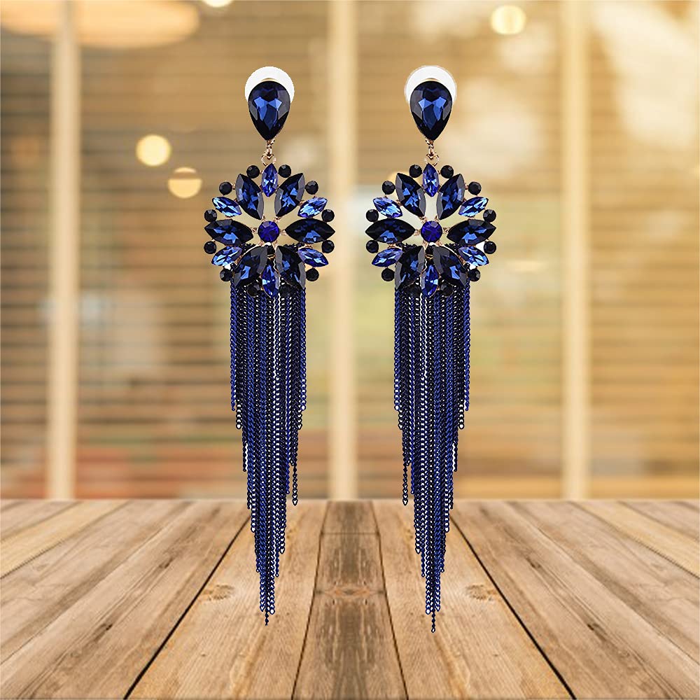 Sparkly Crystal Tassel Earrings for Women