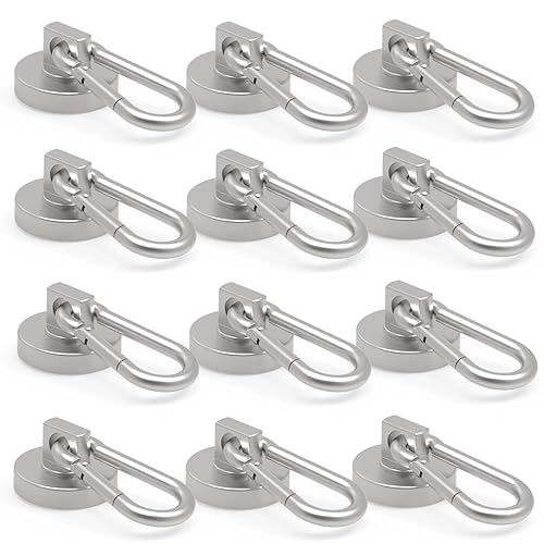 Ant Mag Mosquetón magnético de 50 libras, mosquetón magnético de neodimio resistente con mosquetón giratorio, gancho a presión para interiores y