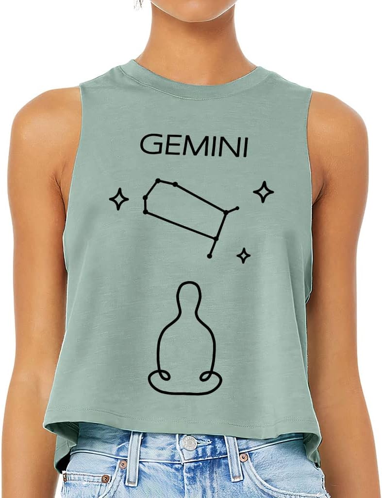 Gemini Design Racerback Cropped Tank - Constellation Women's Tank - Unique Tank Top