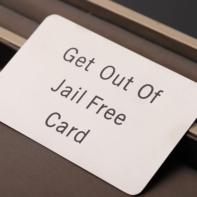 Monopoly Get Out Of Jail Free Card Funny Wallet Insert Gifts For Men Prison Inmate Joke Gag Gift Get Out Amazon Com
