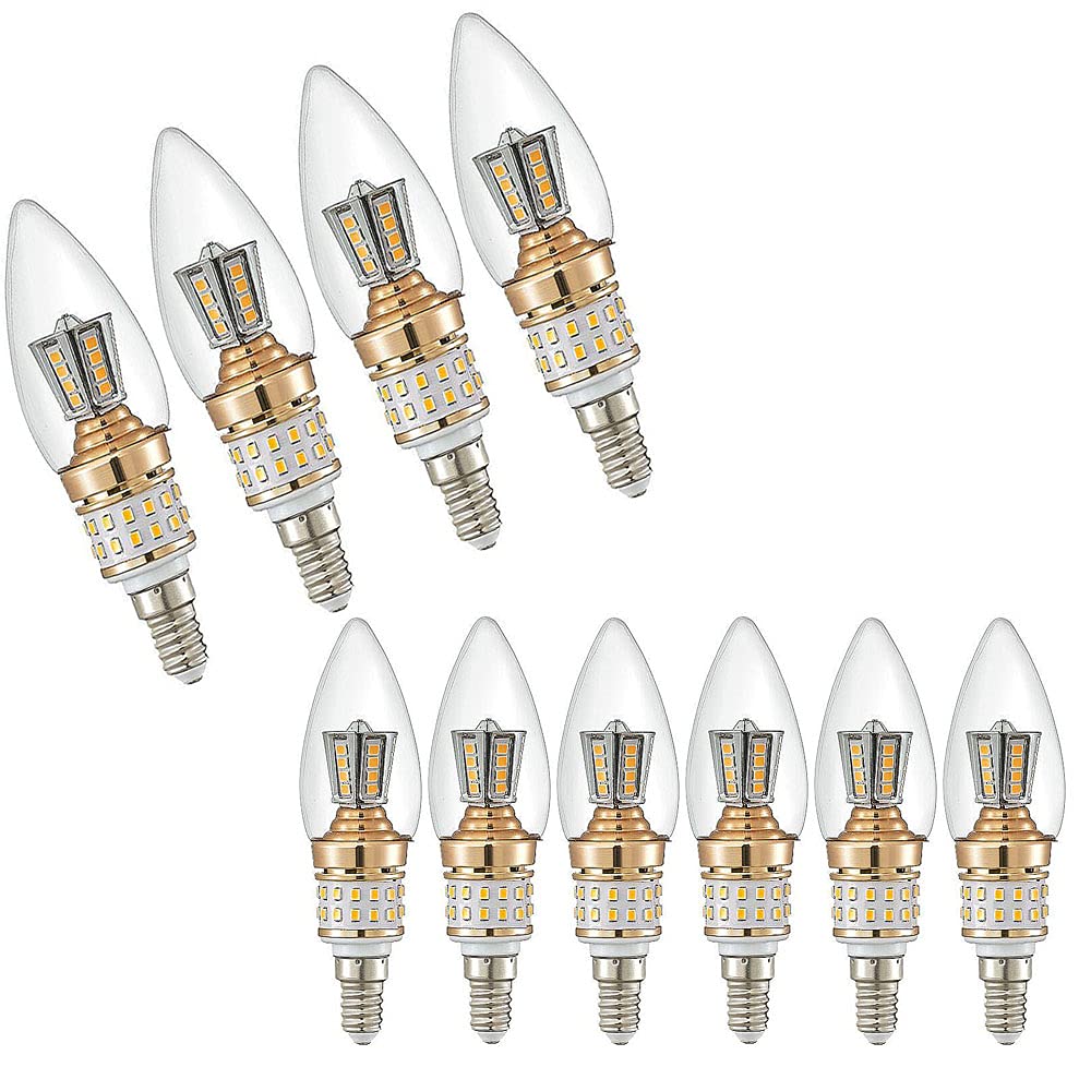 ZYUJIA Ampoules à Filament LED E14 Pas Dimmable 10W(Équivalent 90W)900LM Petites Ampoules à Bougie à Vis Edison Blanc Chaud 3000K Vintage Lampe Candélabre à Économie D'énergie,Un Paquet de 10