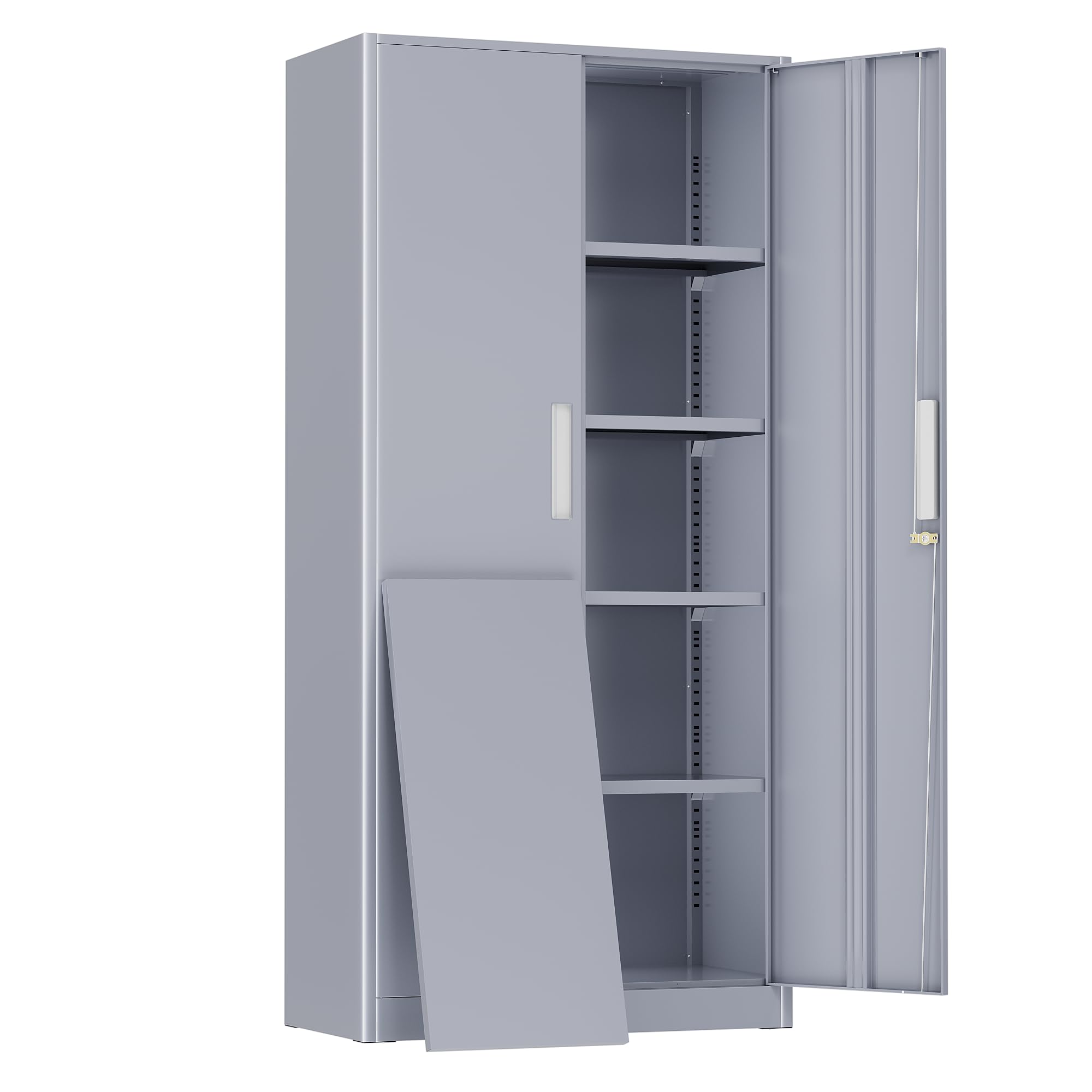 Greenvelly Metal Storage Cabinet,72" Locking Metal Garage Storage Cabinet with Doors and 4 Adjustable Shelves, Lockable Steel Cabinet for Home Office, Garage, Shop, School (Dark Grey 32" W x 16" D)