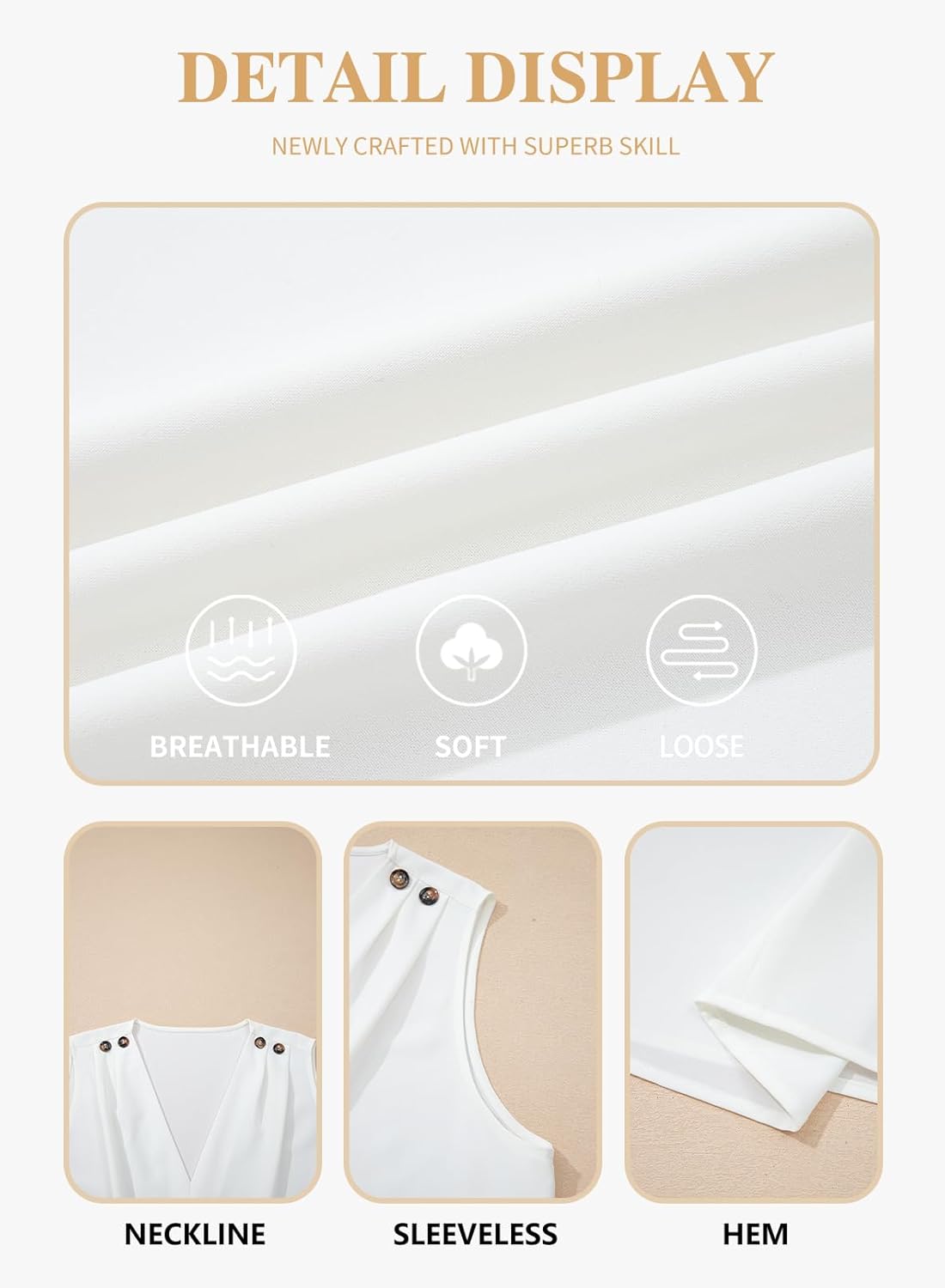 Eytino Plus Size Tank Tops for Women Dressy Casual V Neck Sleeveless Pleated Loose Summer Basic Blouses Shirts(1X-5X) - Image 5