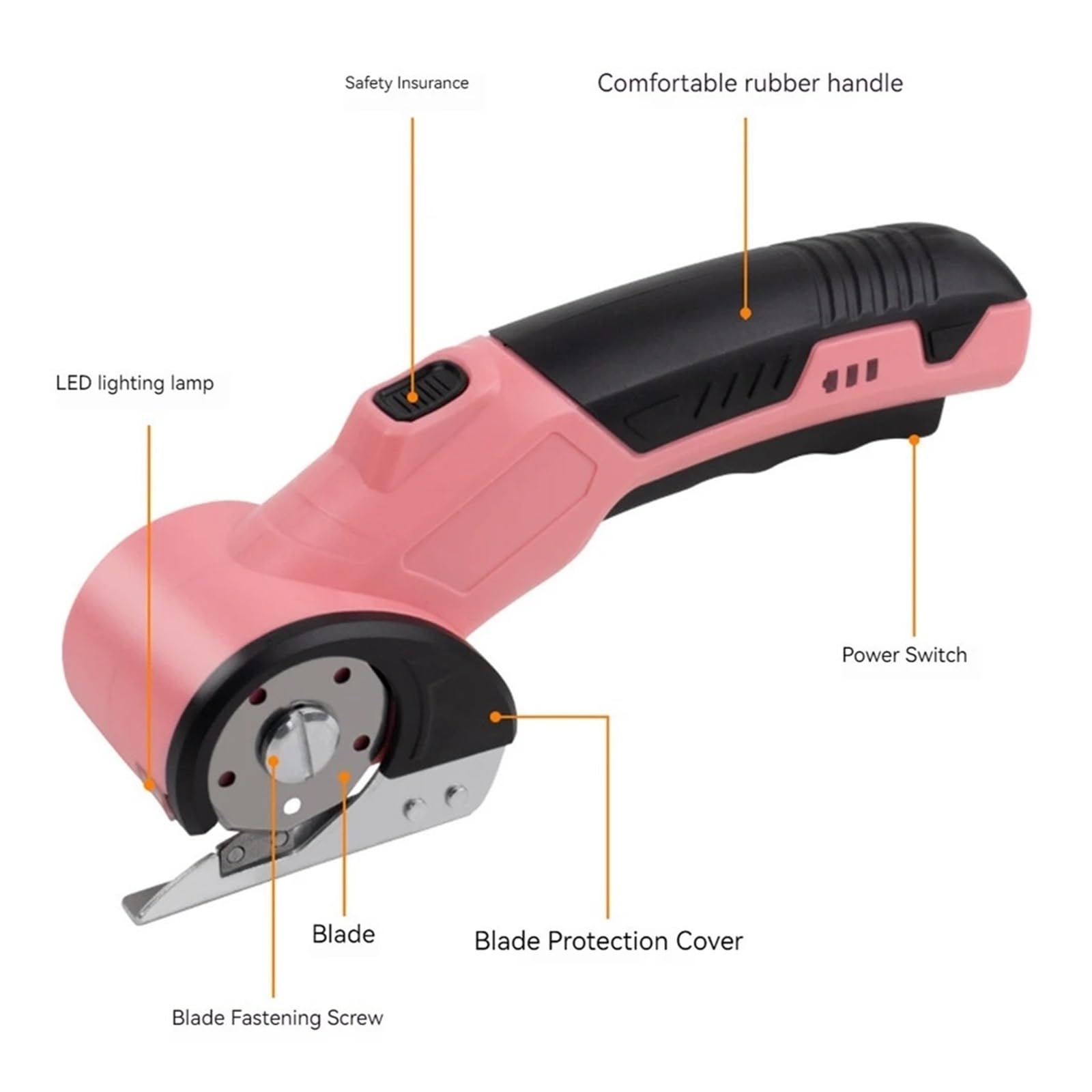 Tijeras Eléctricas Inalámbricas De 1500 MAh, Cortadora Eléctrica For Cartón, Cuero, Tela, Costura Alfombras, Herramienta Corte Corte suave(Pink)