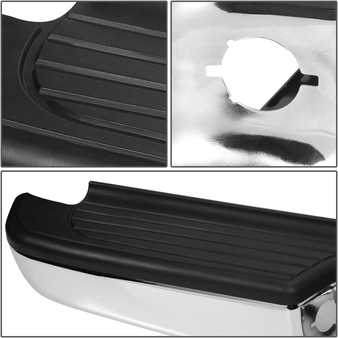Rear Steel Step Bumper Assembly for 1995-2004 Toyota Tacoma (1st Gen) Chrome Back Bumper Replacement for TO1102215,with Pads Brackets and License Plate Lights