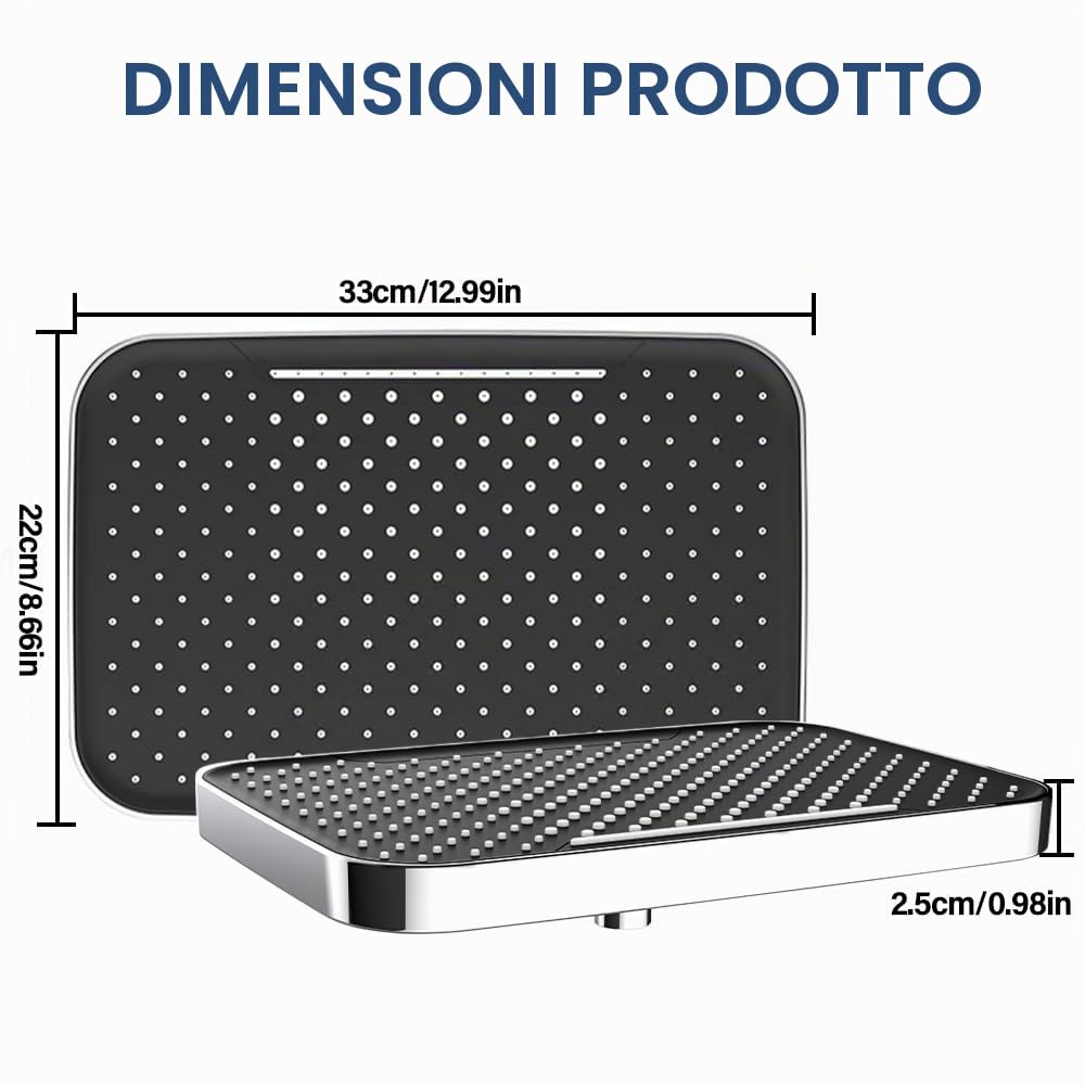 Soffione Doccia Grande 33cm Parete Docce Fisse Anticalcare Regolabile 360°