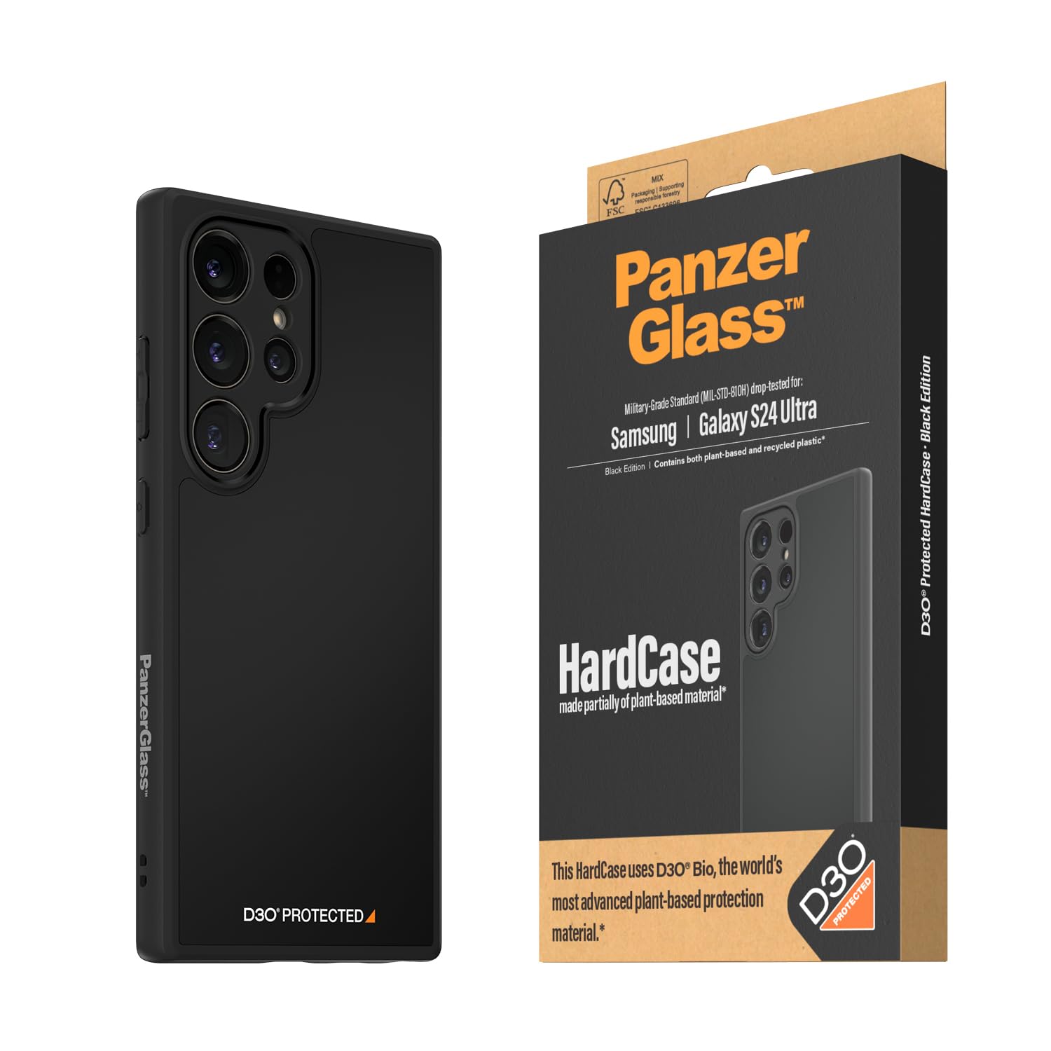 PanzerGlass™ HardCase D30 Nero per Samsung Galaxy S24 Ultra - Protezione Avanzata, Stile Elegante, Resistente agli Urti