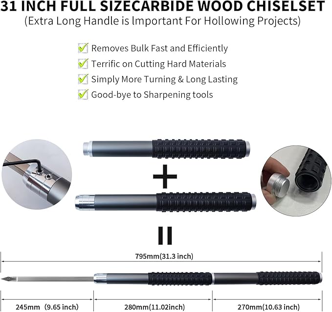 Kit de Herramientas para Torno de Madera RUITOOL con Lijadora de Tazones miniatura 3