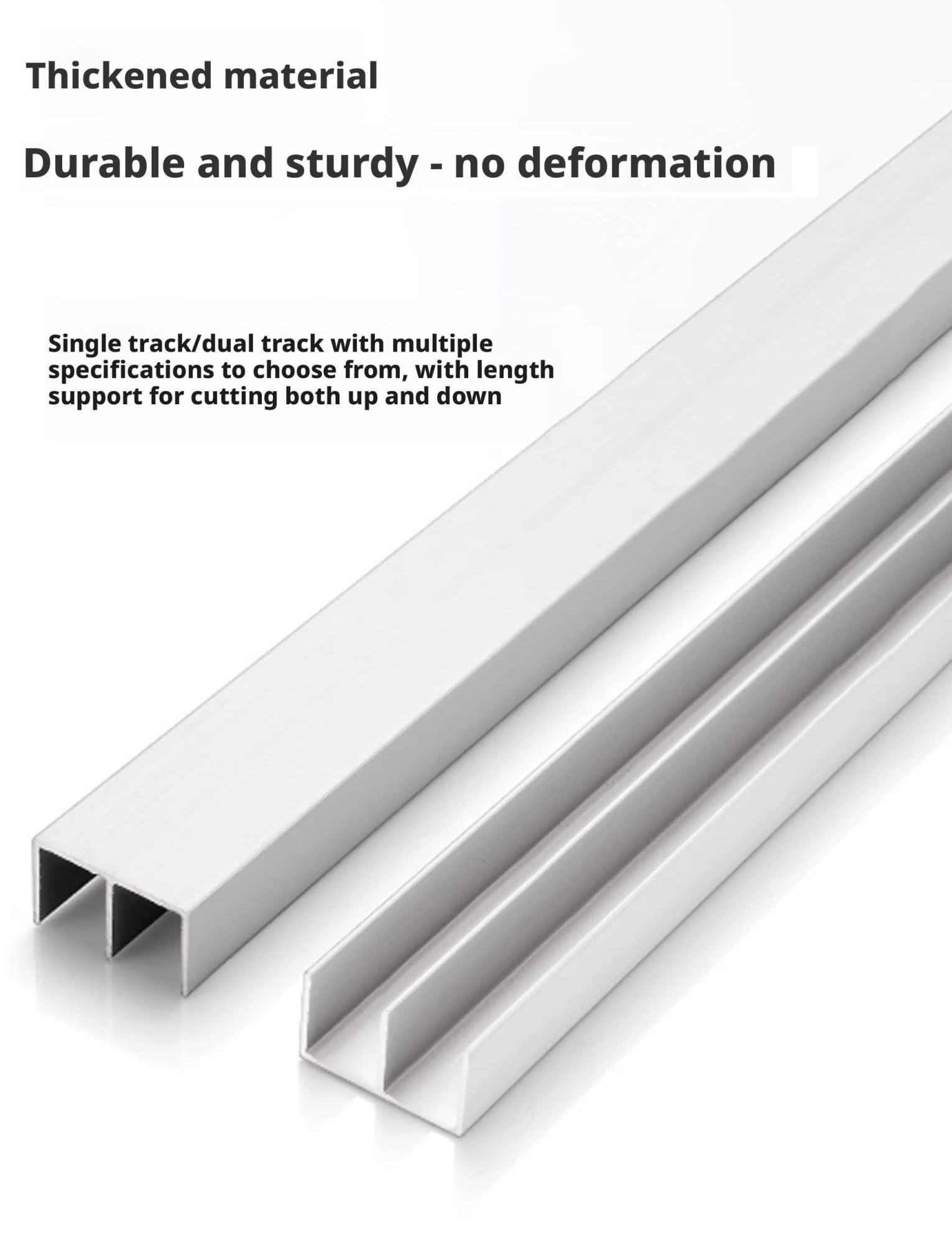 Sistema de riel de puerta corredera de doble riel de 2,5 cm de ancho para vidrio de madera y acrílico de 5 a 10 mm, fácil de instalar, guía deslizante de 39 pulgadas para un movimiento suave y apoyo