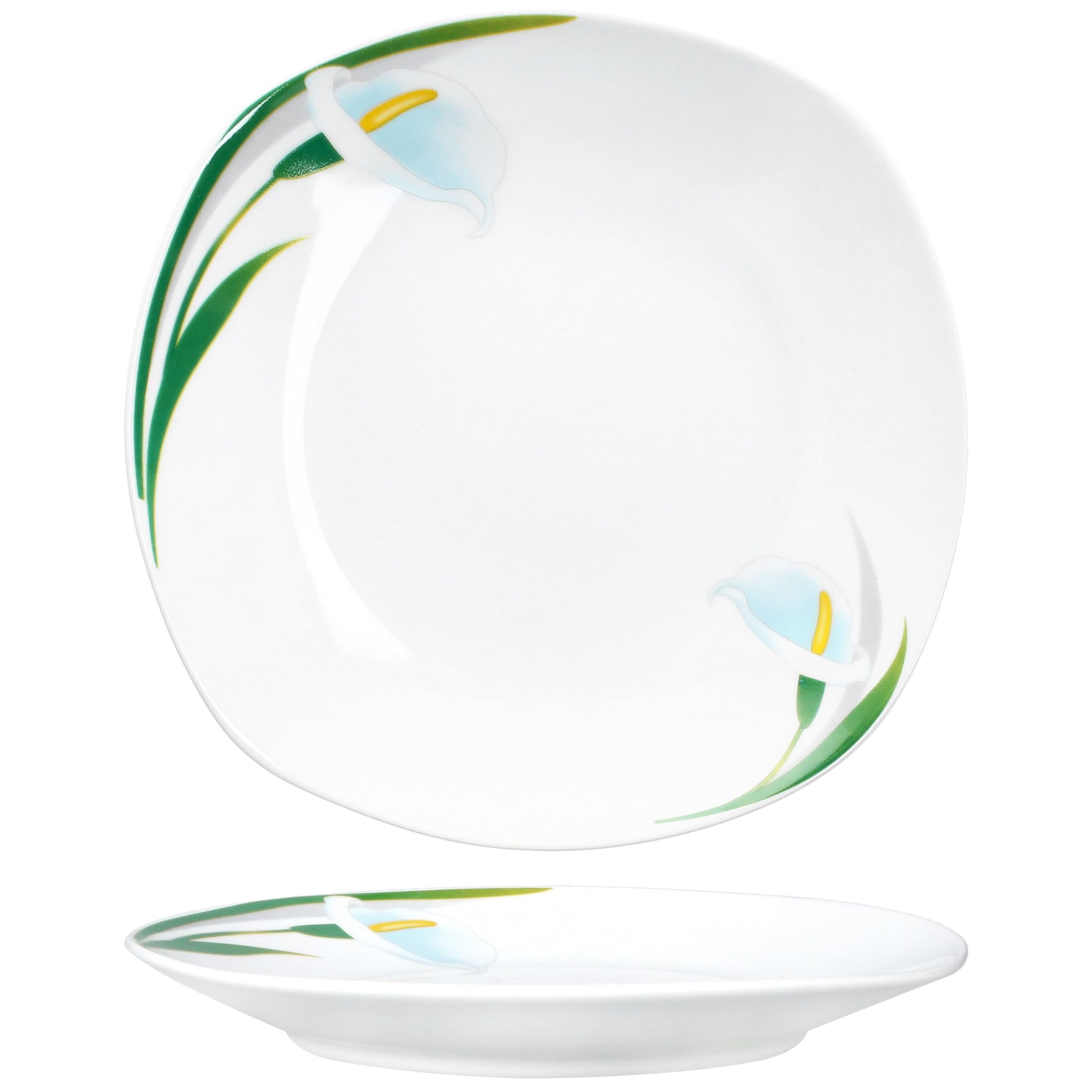 MamboCat Zestaw 6 talerzy do ciasta White Calla, stylowe porcelanowe talerze śniadaniowe z motywem kwiatowym, dla 6 osób, małe talerze do sałatek, deserów, przekąsek itp.