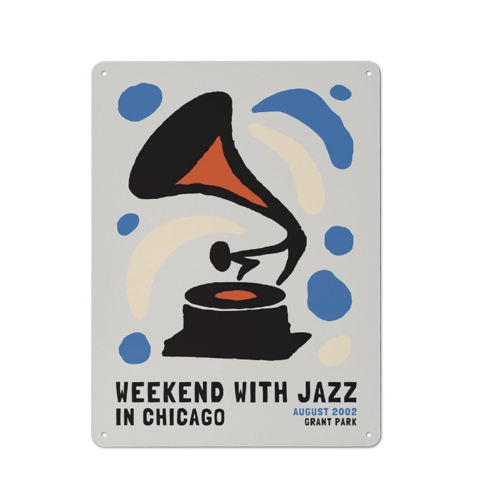 Junmoney Style-8 Urban Metal Wall Art Sign 40X30cm Featuring Weekend With Jazz In Chicago, Urban Room Decor For Modern Home, Workshop, Office Or Cafe