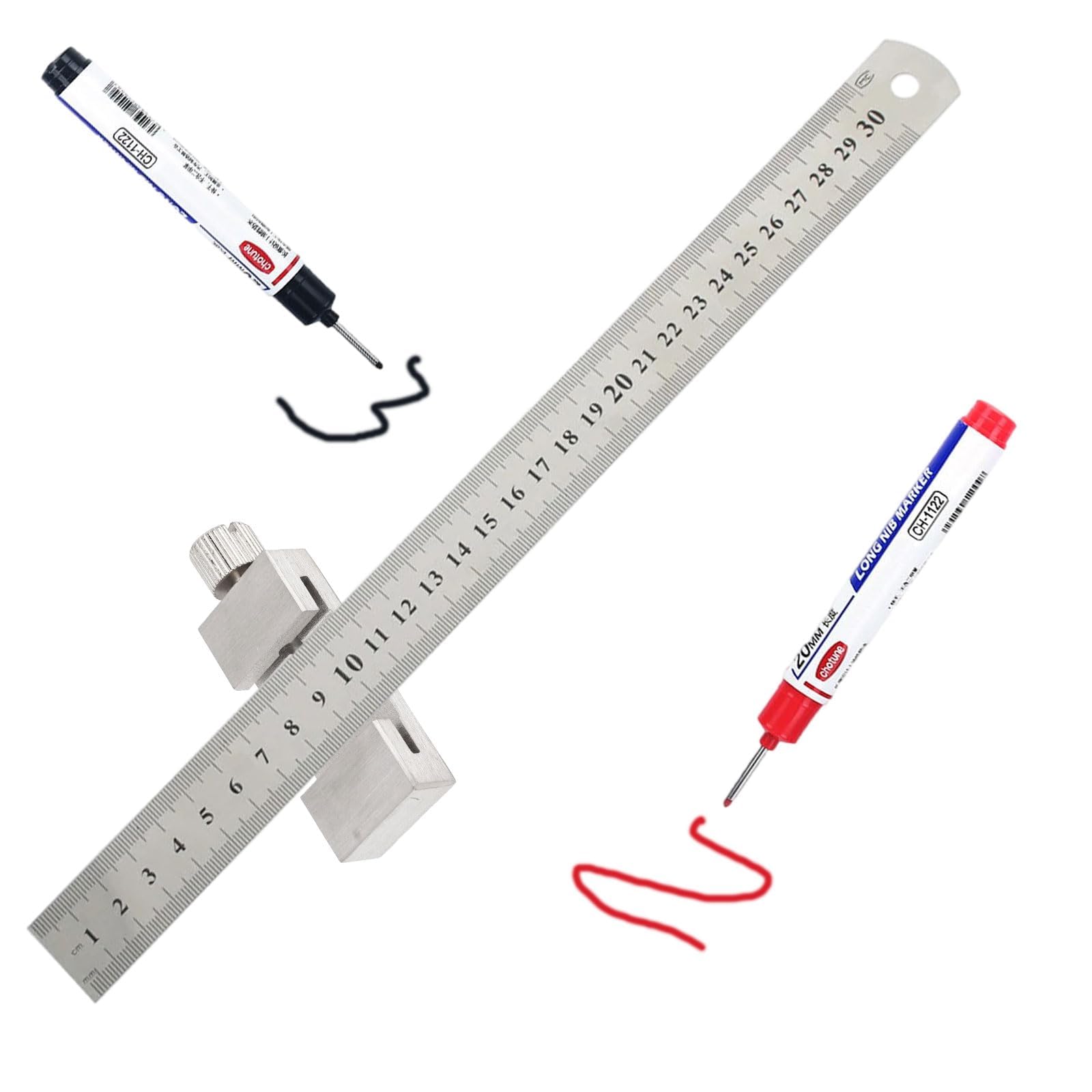 Brass Steel Ruler with Metal Stop, Metal Ruler, Ruler Stop Marking Gauge, Stainless Steel, Ruler Stop Marking Tool