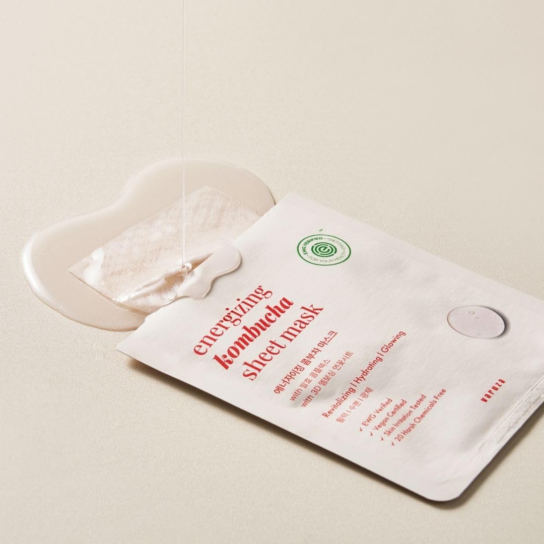 varuza EWG Verified Kombucha Sheet Mask Lyocell 3D Snow Crystal Sheet Fermented Bifida 20 Harsh Chemicals Free Clean & Radiant Skin - Image 4