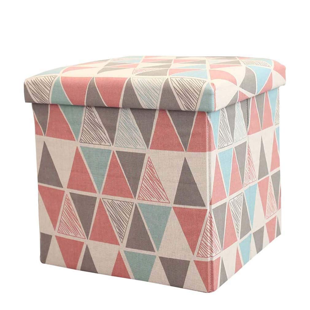 Pouf ottoman pliable en lin et coton : grand cube de rangement de style national traditionnel