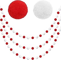 Vista 7 de Jishi Guirnalda de Bolas de Pompones de Bayas de Fieltro Rojo, 3 unidades, Decoraciones de Navidad para Interiores del Hogar, Lindos Adornos