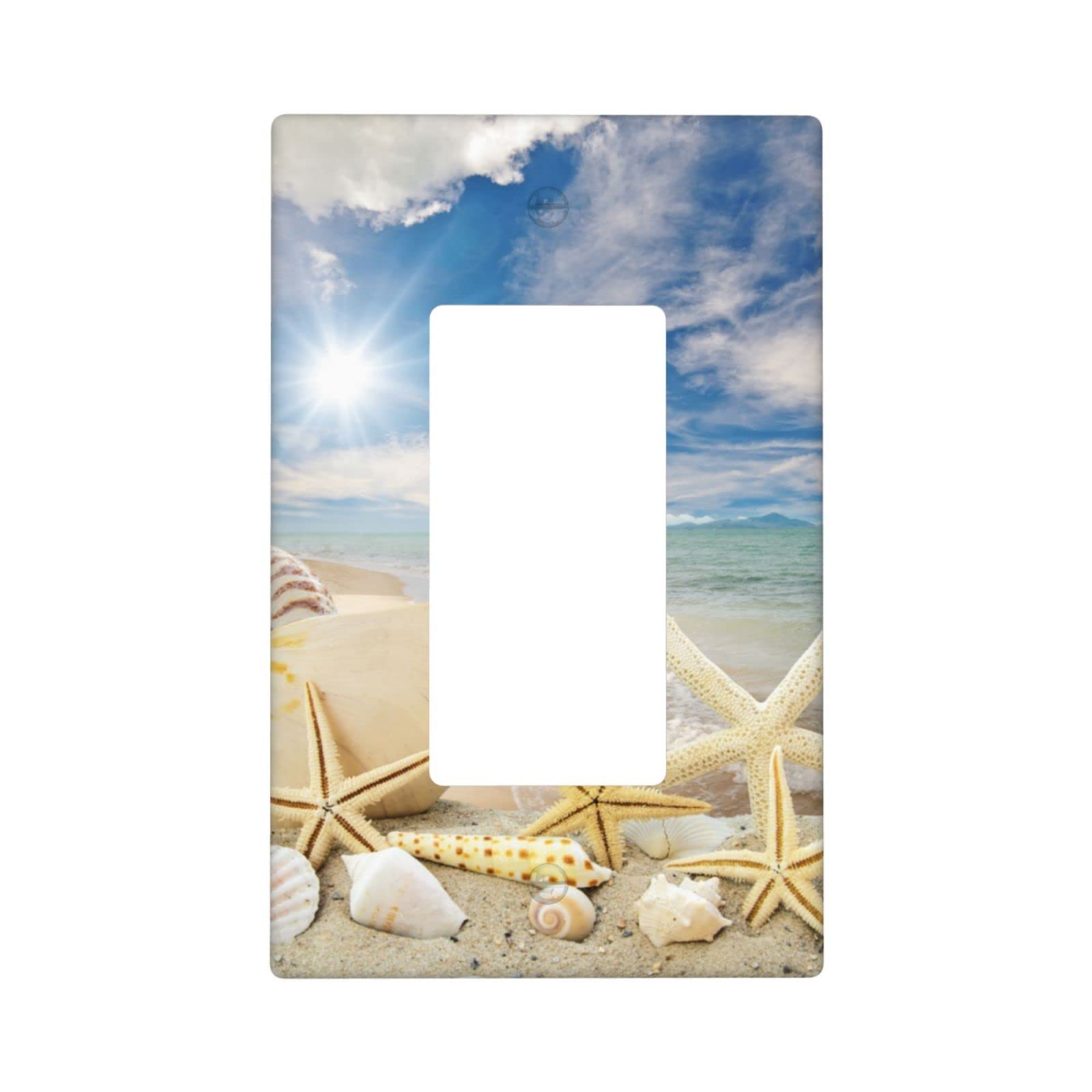 Starfish Sea Shells On Beach Light Switch Cover Decorative 1 Gang Wall Plate Single Rocker