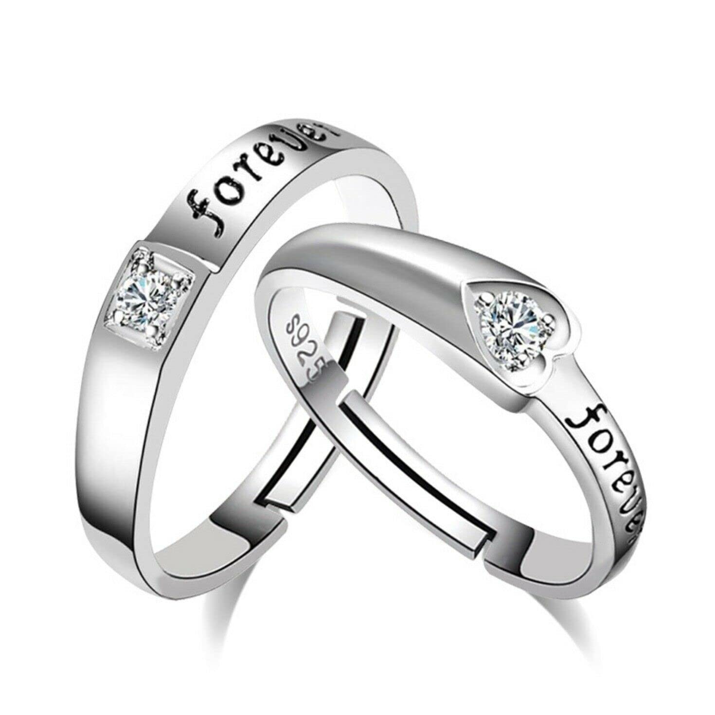 Womens Silver Plated Forever Love Adjustable Couple Zirconia Ring, Engagement Rings For Women, Matching Rings For Couples, Adjustable Ring, Promise Rings For Couples, Forever Love Ring(Silver) (B09LS6QCVD) Amazon Price History, Amazon Price Tracker