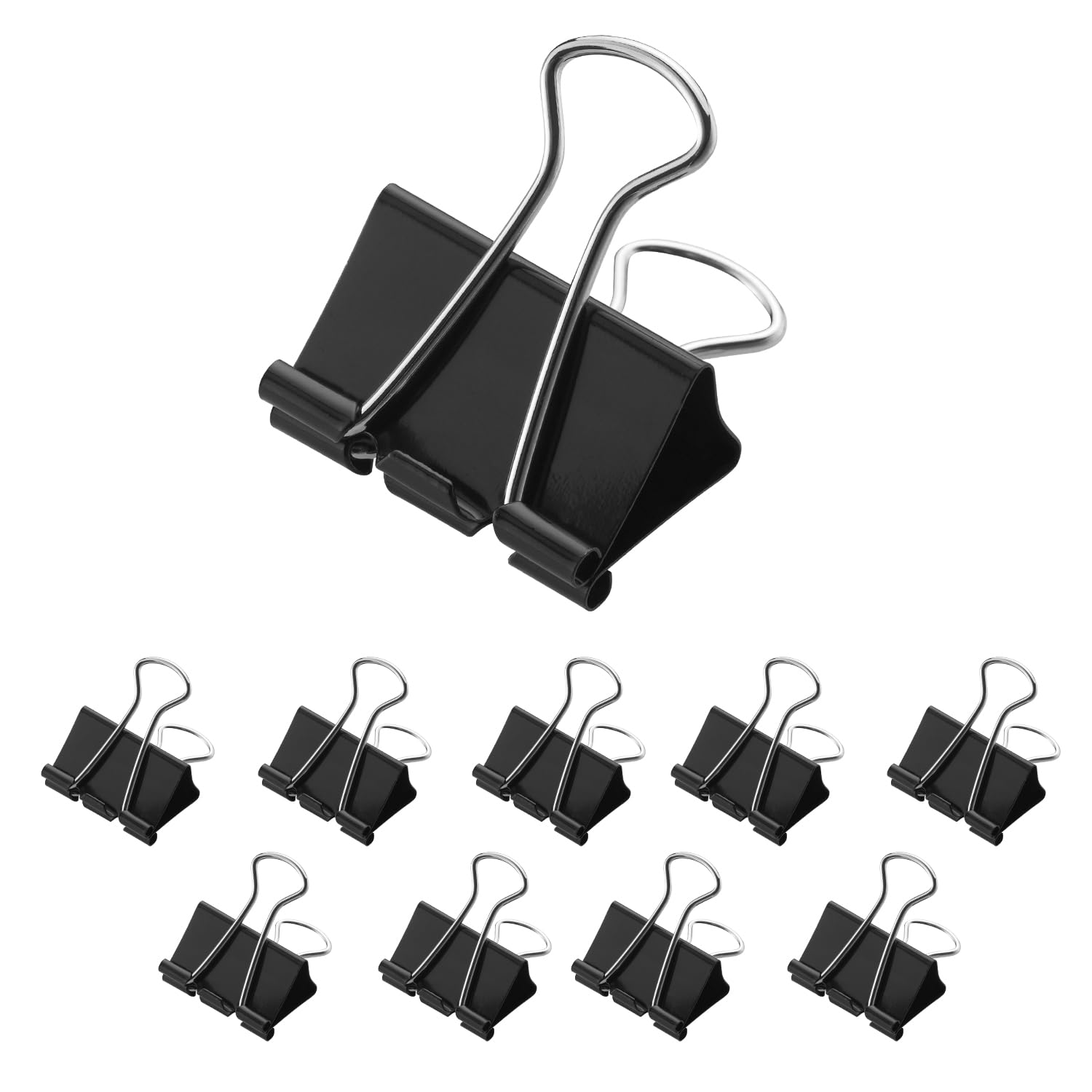 Westcott E-10714 00 - Clips plegables de 41 mm, color negro, 12 unidades, pinzas de metal para documentos, resistentes y reutilizables, pinzas de 41 mm para oficina y hogar