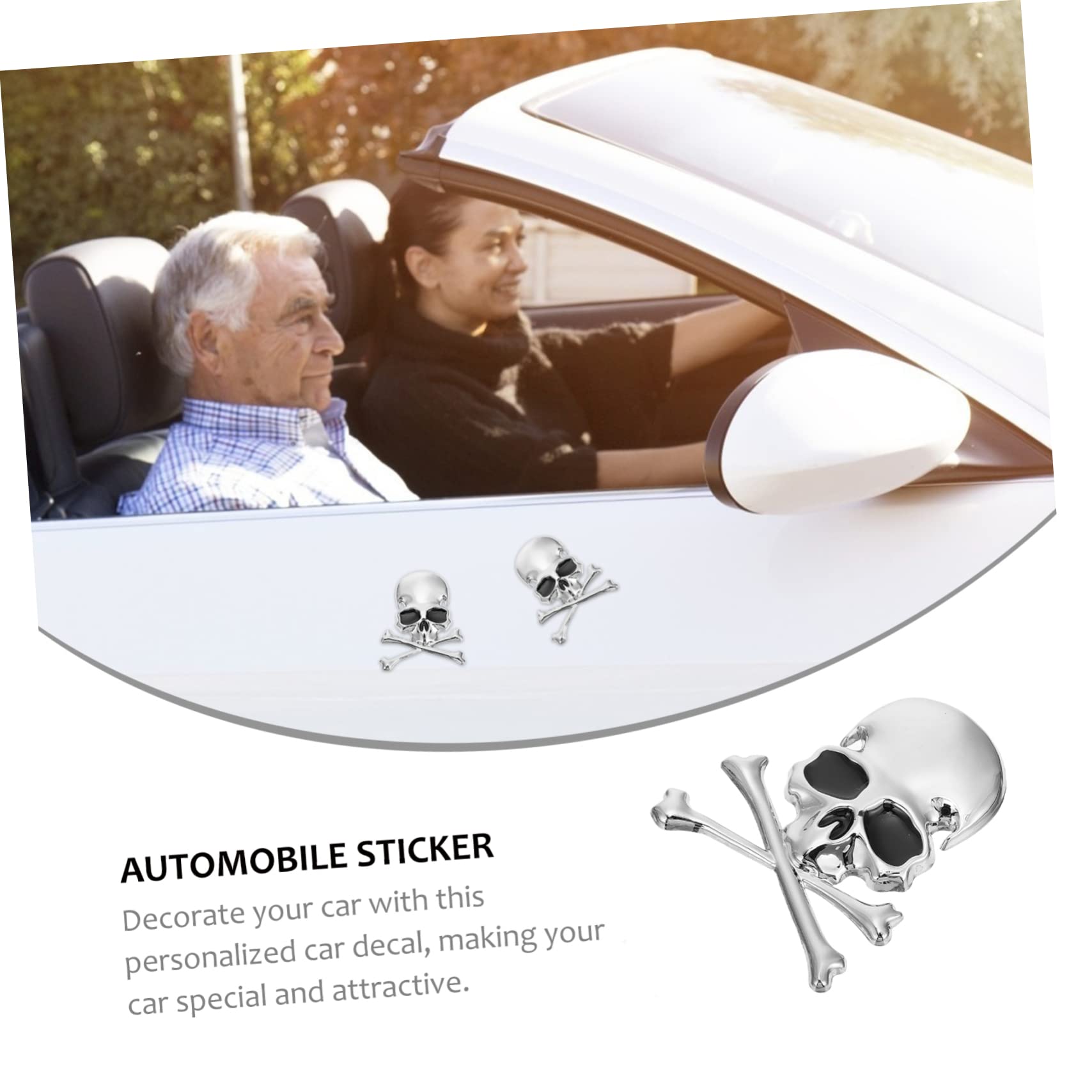 Mikinona 8 Set Di Adesivi Per Cruscotto Auto Adesivi Delicati Per Finestrini Adesivi Per Teschi Argentati E Robusti 2 Pezzi * 8