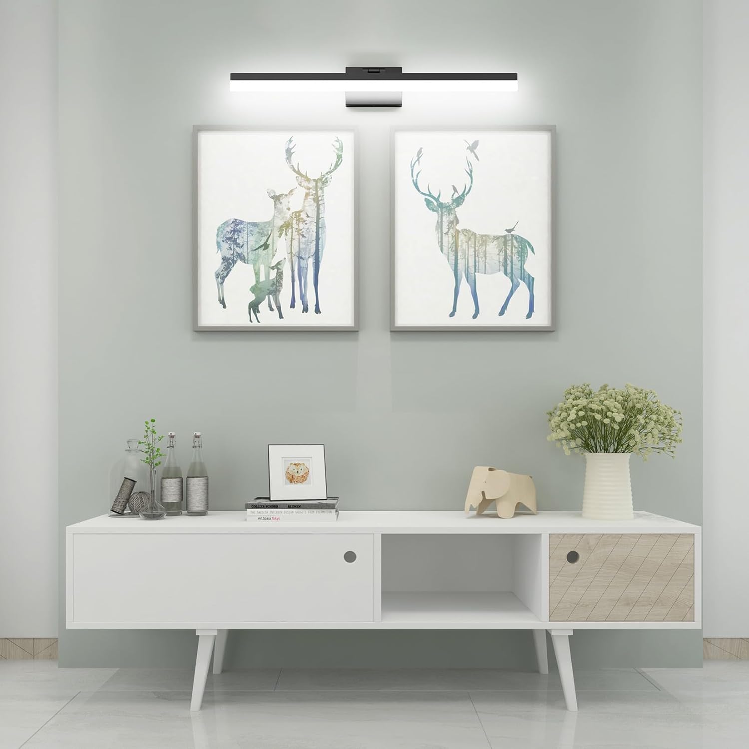 Ralbay Modern LED Black Bathroom Vanity Lights 31.5inch Modern Led Matt Black Vanity Light Fixtures Over Mirror (White Light 6000K)