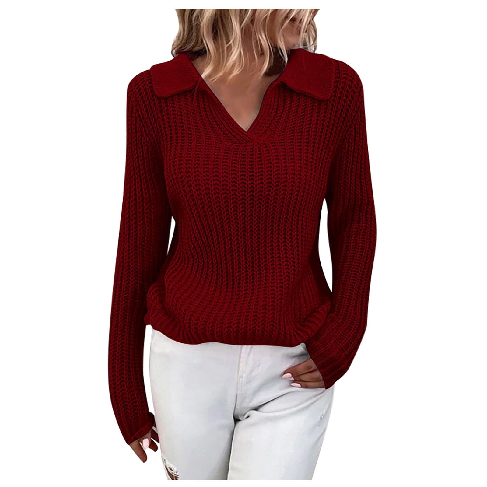 Womens Long Sleeve Lightweight Tops Knitted Soft Oversized Pullover Casual Loose Winter Warm Solid Color Sweaters
