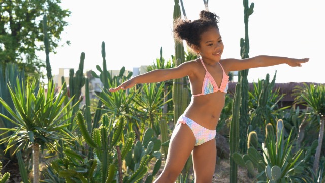 SHEKINI Mädchen Tankini Set - Rüschen Oberteil Mit Bedruckter Hose