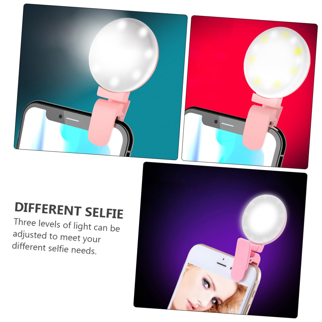 Angoily Portable Phone Clip Ring Light Selfie Light Led for Beauty Makeup Streaming Photography