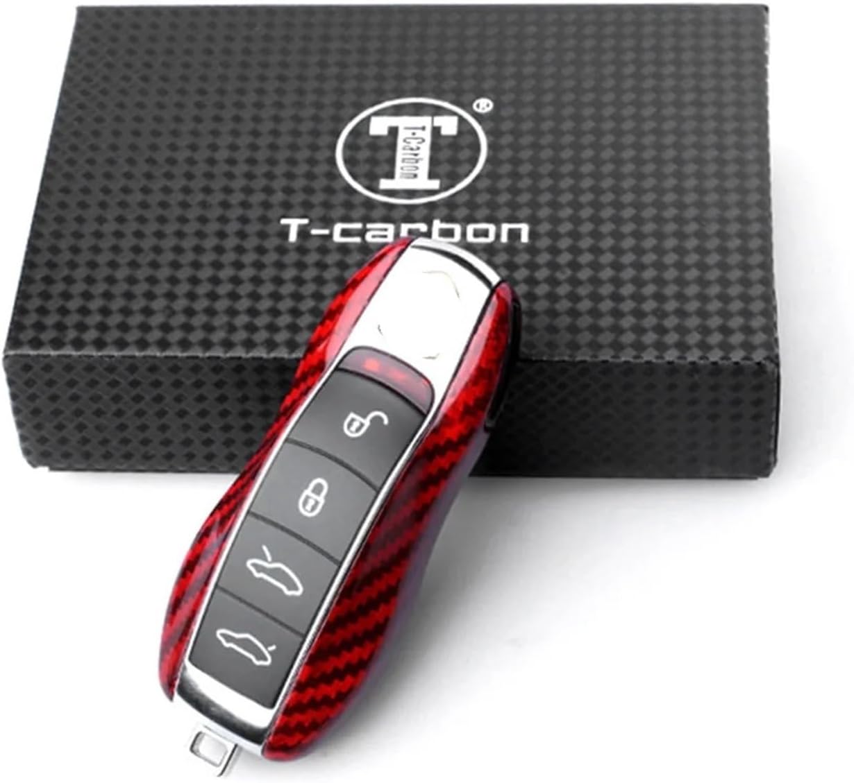 Genuine Carbon Fiber Car 4 Buttons Remote Key Fob Case Shell Cover Universal Compatible With Porsche 911 Cayenne Panamera Etc.