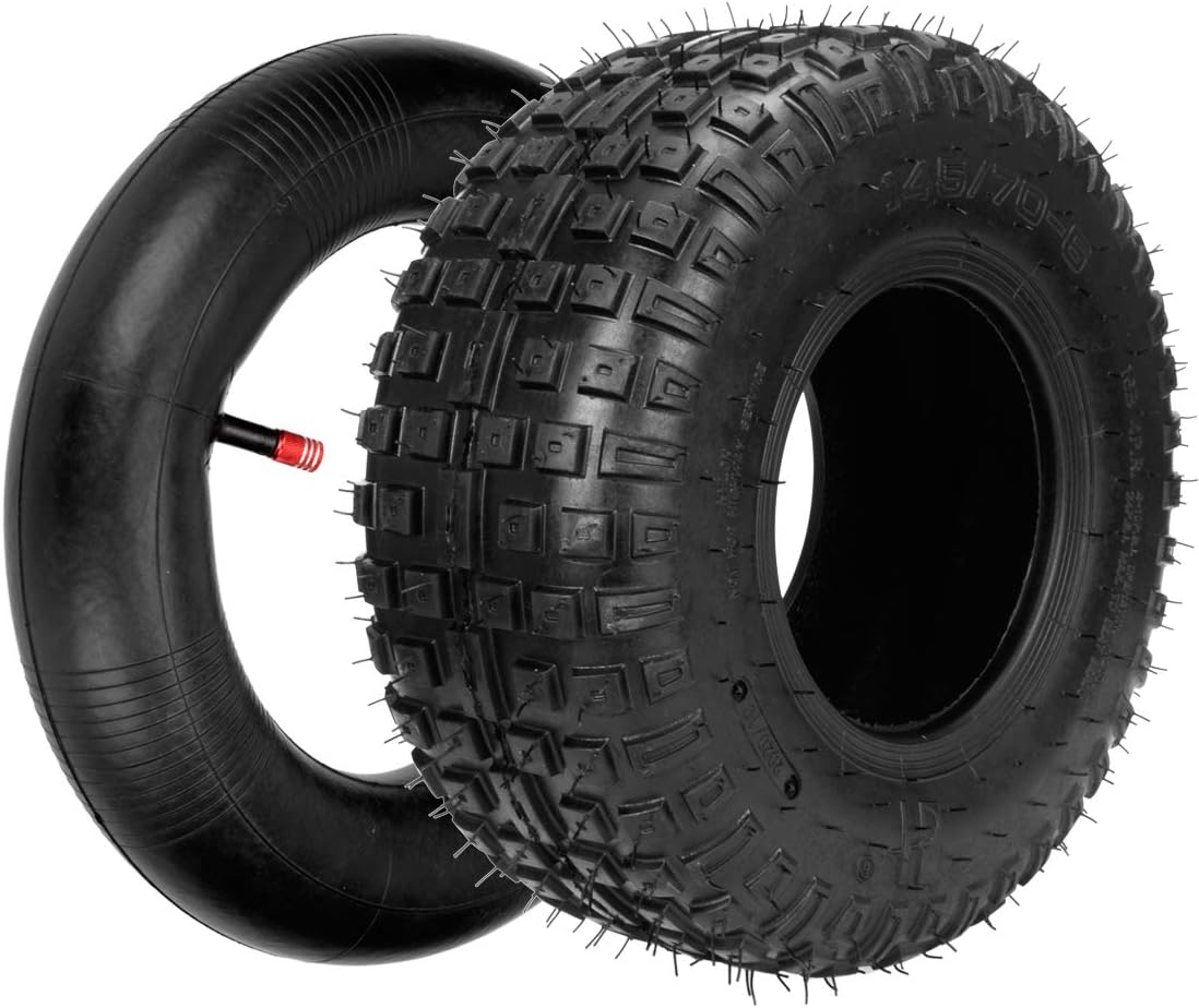 FVRITO 145/70-6 145 70x6 Tires with Inner Tube Straight Valve for 196CC 212CC Motovox MBX10 DB30 Baja Doodle Bug Mini Bike Quad Go-Kart Knobby Tires Sport 4 wheel ATV UTV Golf Cart Lawn Mower tractor