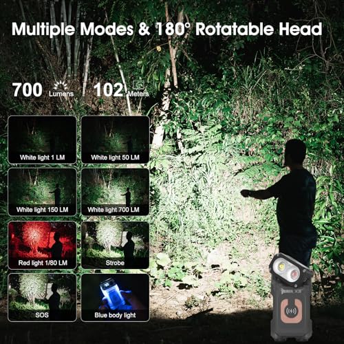 Image of WUBEN X3 Mini Flashlight with Rechargeable Charging Box 180 Degree EDC Keychain Flashlight Twist Ip65 Waterproof Magnet Pocket Flashlights 10 Mode Type-C Lanyard for Camping, Outdoor, Inspection, Gift