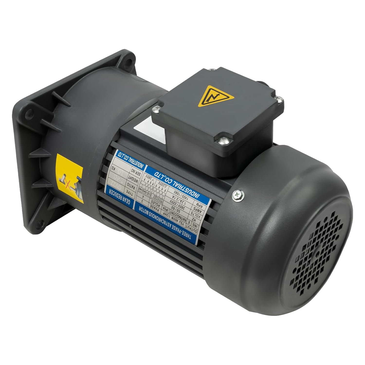 AC Gear Motor 400W 1/2HP Electric Gear Reducer Motor 1400/1680 RPM Variable Speed Gear Reduction Motor 220/380V AC 3-Phase Electric Motor 90Nm High Torque Vertical Reduction Gear Motor