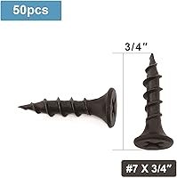 Vista 27 de Tornillo de madera #8 x 3/4 pulgadas 100 piezas, recubierto de fosfato negro, acero inoxidable, cabeza plana, cola de milano, autorroscante, rápido