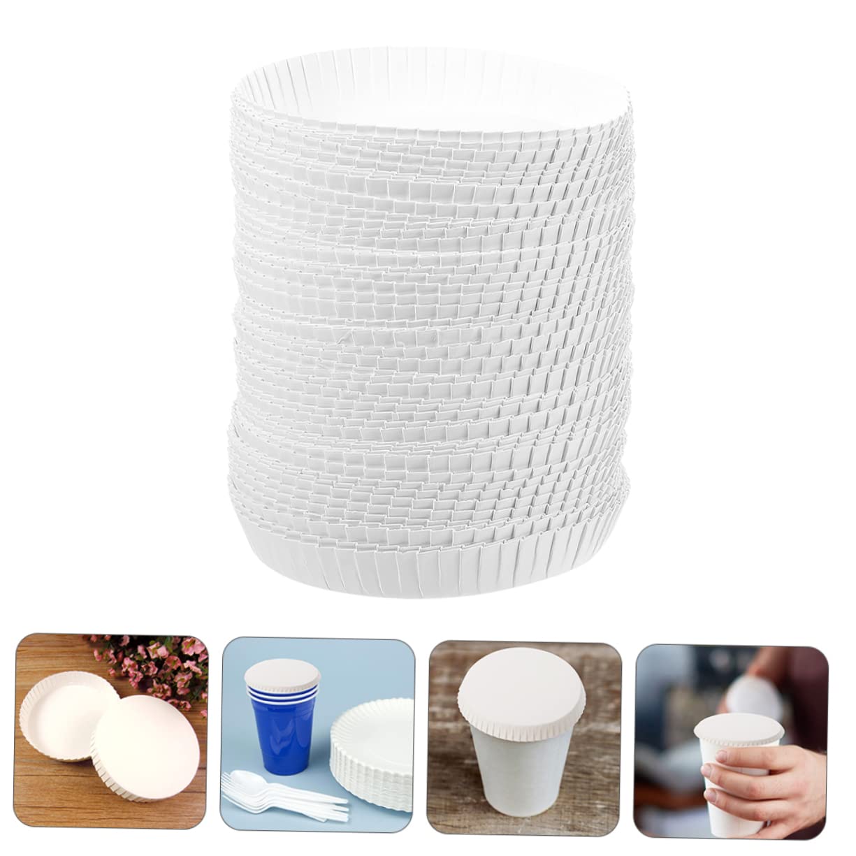Cabilock 100 Pièces Couvercle de gobelet en papier jetable Accessoires pour boissons en buvant chaudes couvre-gobelets couvercles de gobelets en papier blanche