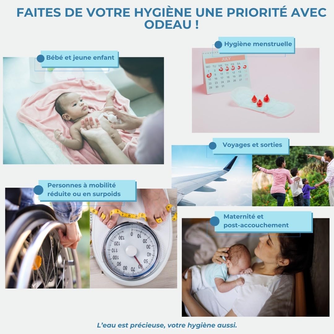 Bidet Portable Femme 400 ml – Douchette Intime Rétractable | Postpartum & Après Accouchement | Hygiène Intime Voyage, Camping, Toilettes Publiques | Sans BPA – ODEAU