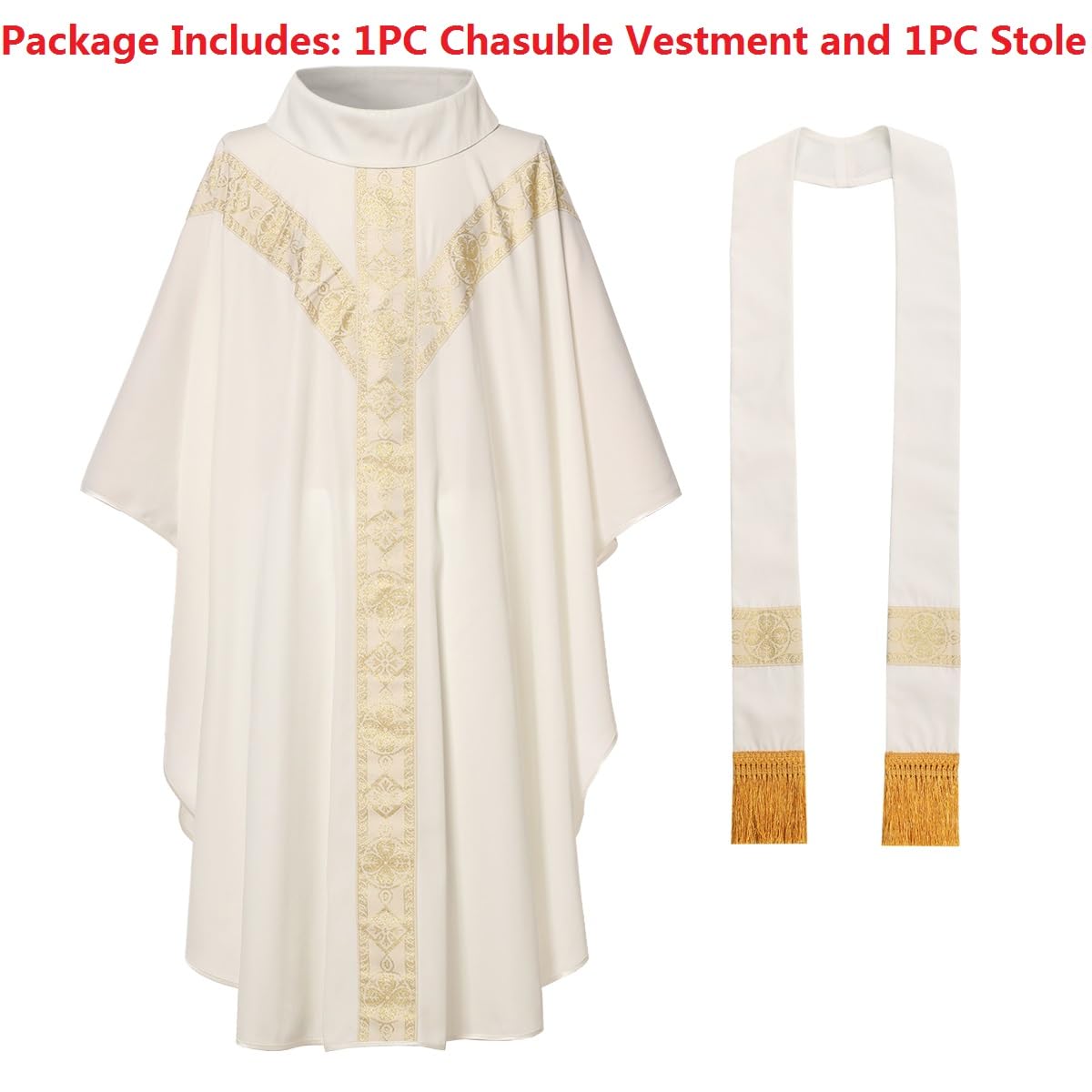 BPURB Chasuble católico con estola para sacerdote misa iglesia