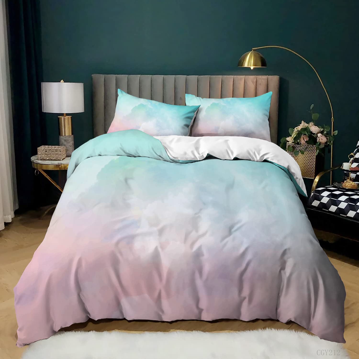 Parure de lit 220x240 adulte sans repassage microfibre anti-plis