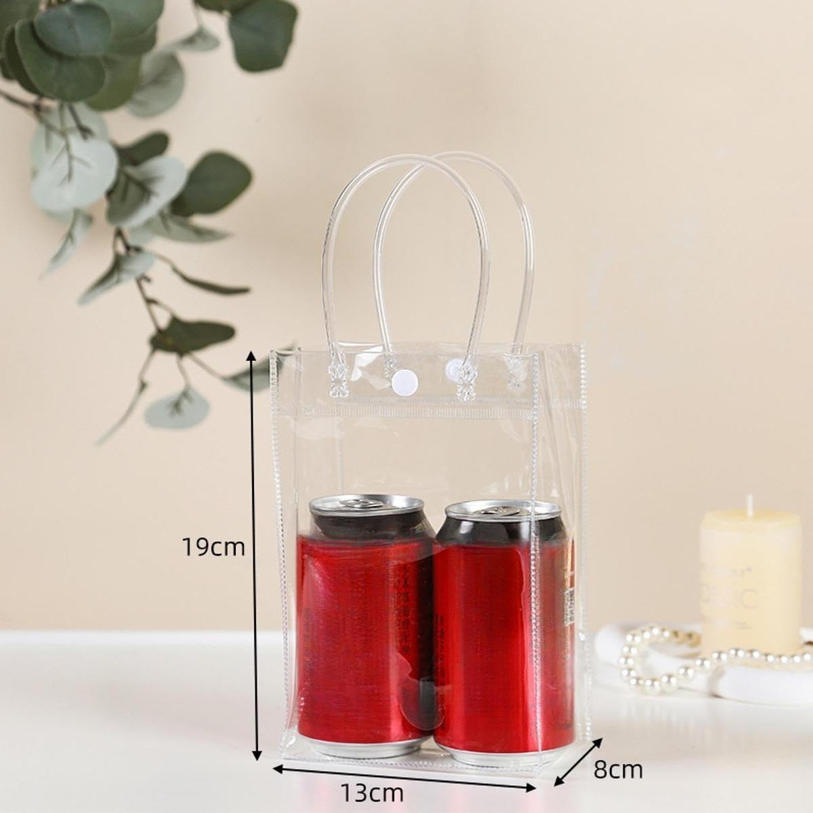 25 Pezzi Borse Trasparenti Regalo Sacchetti Manico PVC Multiuso Borse per Confezionare Bomboniere Regalo Adatte a Eventi Home Decor, 13 Cm