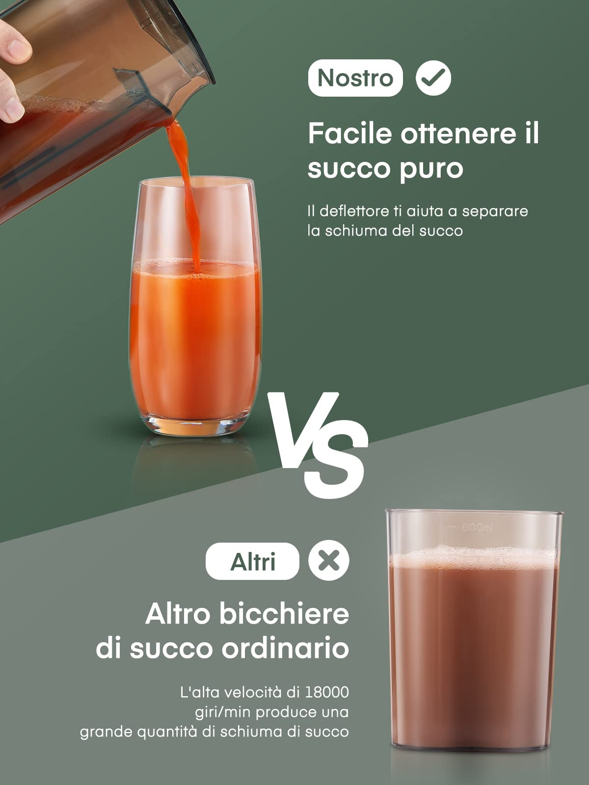 Centrifuga Frutta e Verdura HOUSNAT, 400W Estrattore Frutta e Verdura con 3 Velocità, 65 MM Bocca Grande Scivolo di Alimentazione da, Base Anti-Scivolo, Facile Pulizia, Includi Spazzola, Senza BPA