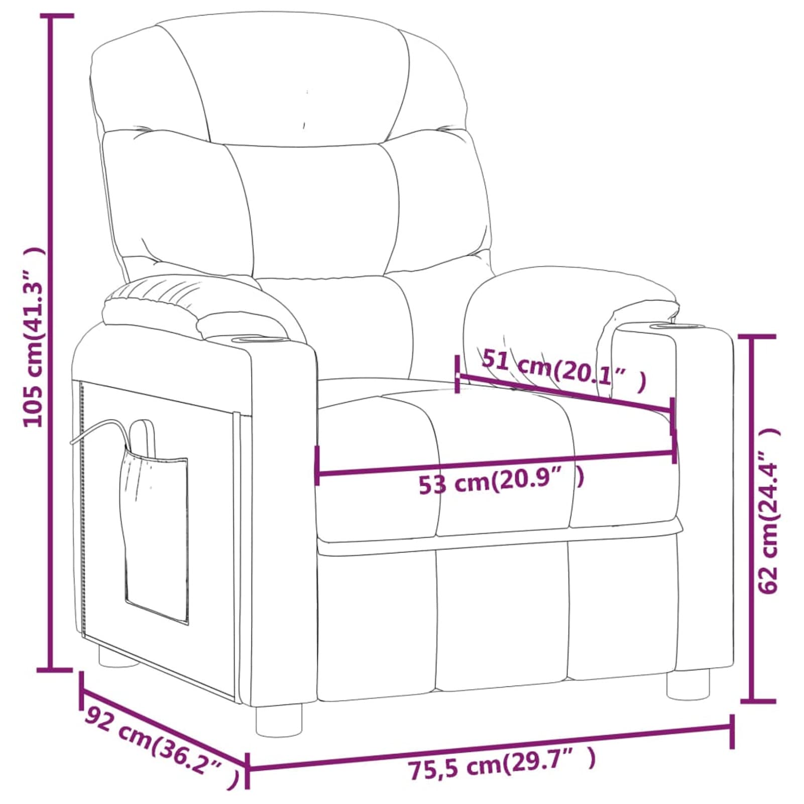 Festnight Sillón Reclinable con Reposapiés -Sillón de Masaje Reclinable-Butaca para salón - Máximo Relax y Confort - con Cómodo de Apertura Push Back - Gris Claro