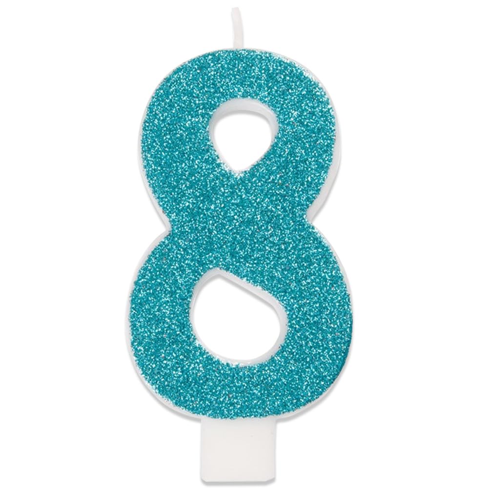 Unique Party 19968 19968-Glitter Number 8 Birthday Candle, Glitter