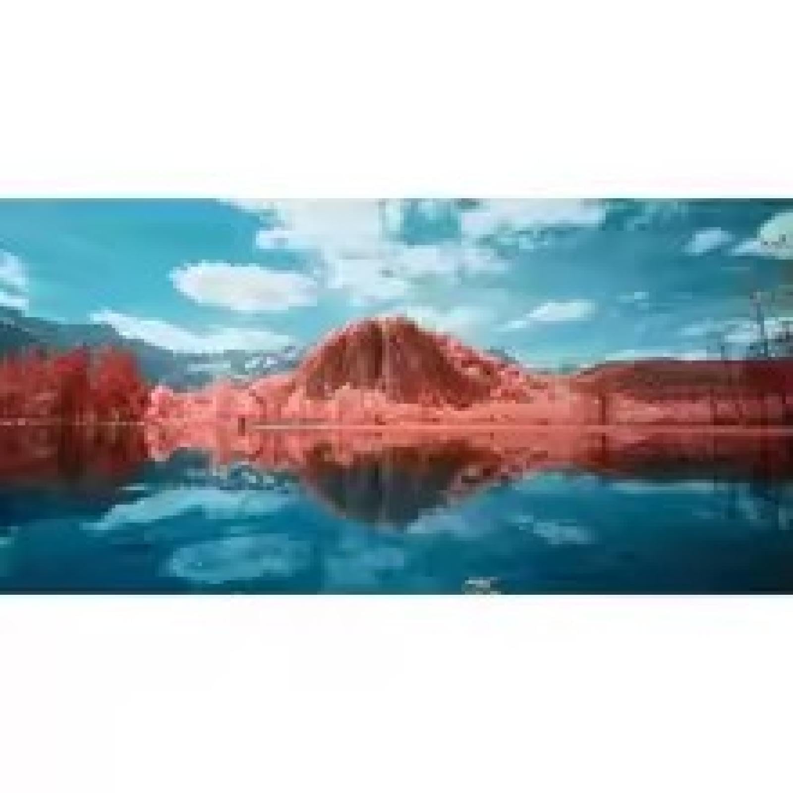 Art mural paysage bleu corail rouge, tableau de forêt moderne 40x80 - 7
