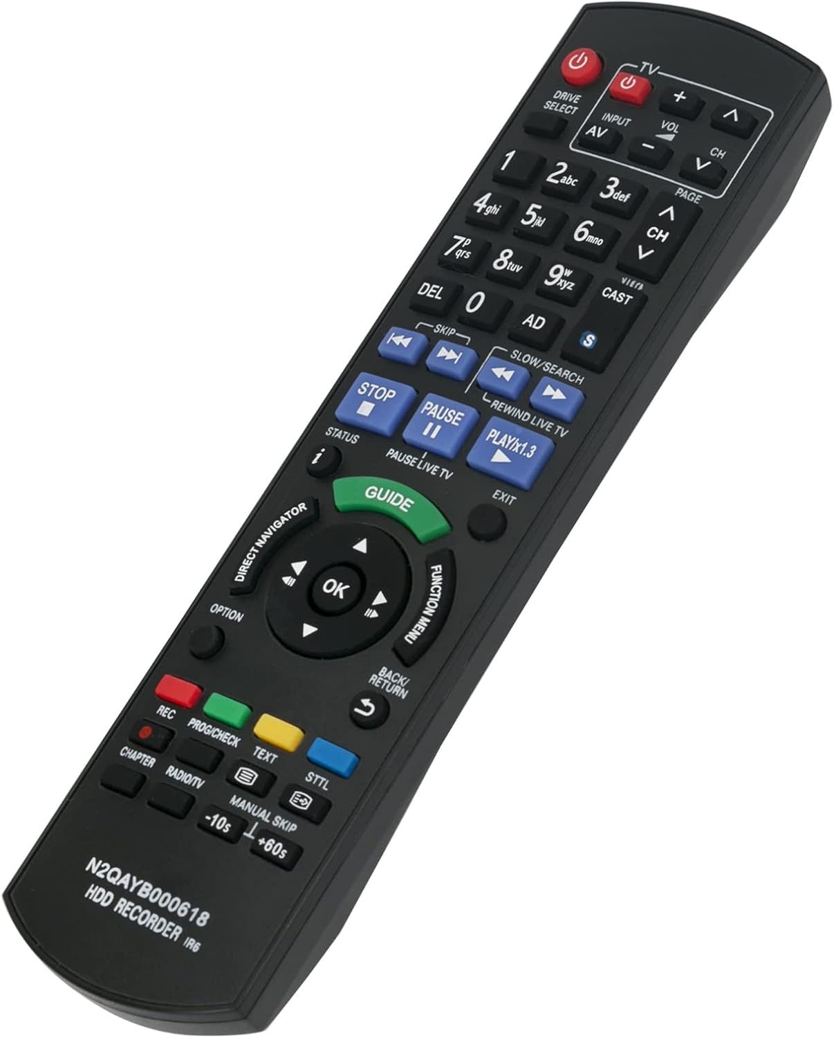 N2QAYB000618 Replacement Remote Control Fit for Panasonic HDD Recorder DMR-HW100 DMRHW100, Black - Image 3