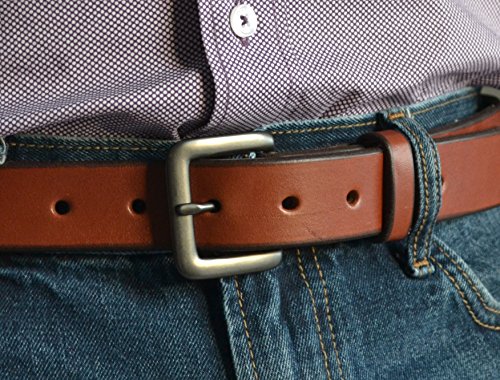 Amish Made, Full Grain Leather Belts for Men, Medium Brown Belt, Gunmetal Buckle, Made in USA4
