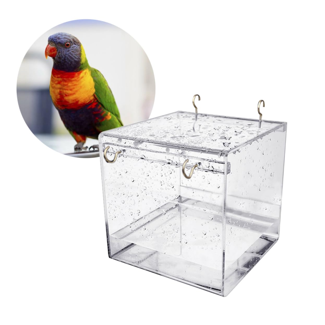 Vogelbadkäfig Transparente Waschwanne aus Kunststoff für Kleine Vögel