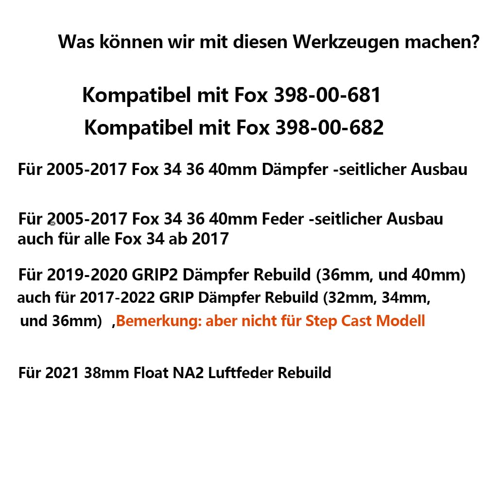 Strumento ammortizzatore per rimuovere Fox Ammortizzatore - Fox Forcella strumento compatibile con Fox 398-00-681, 398-00-682