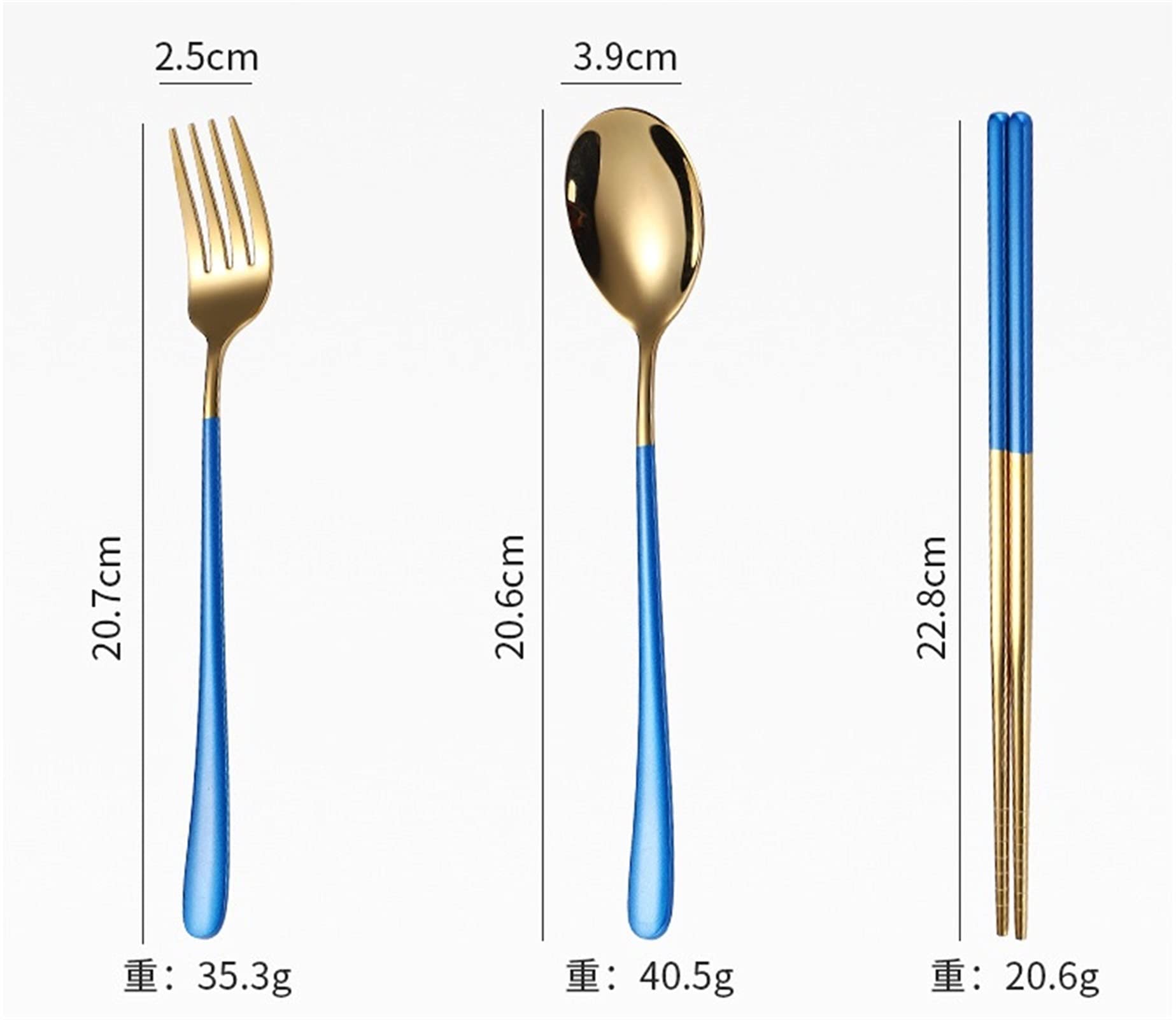 5pcs / Set de dîner de vaisselle Voyage Camping Couverts Ensemble de couverts réutilisables avec des baguettes de fourche de cuillère en paille en métal et un boîtier portable Coutellerie