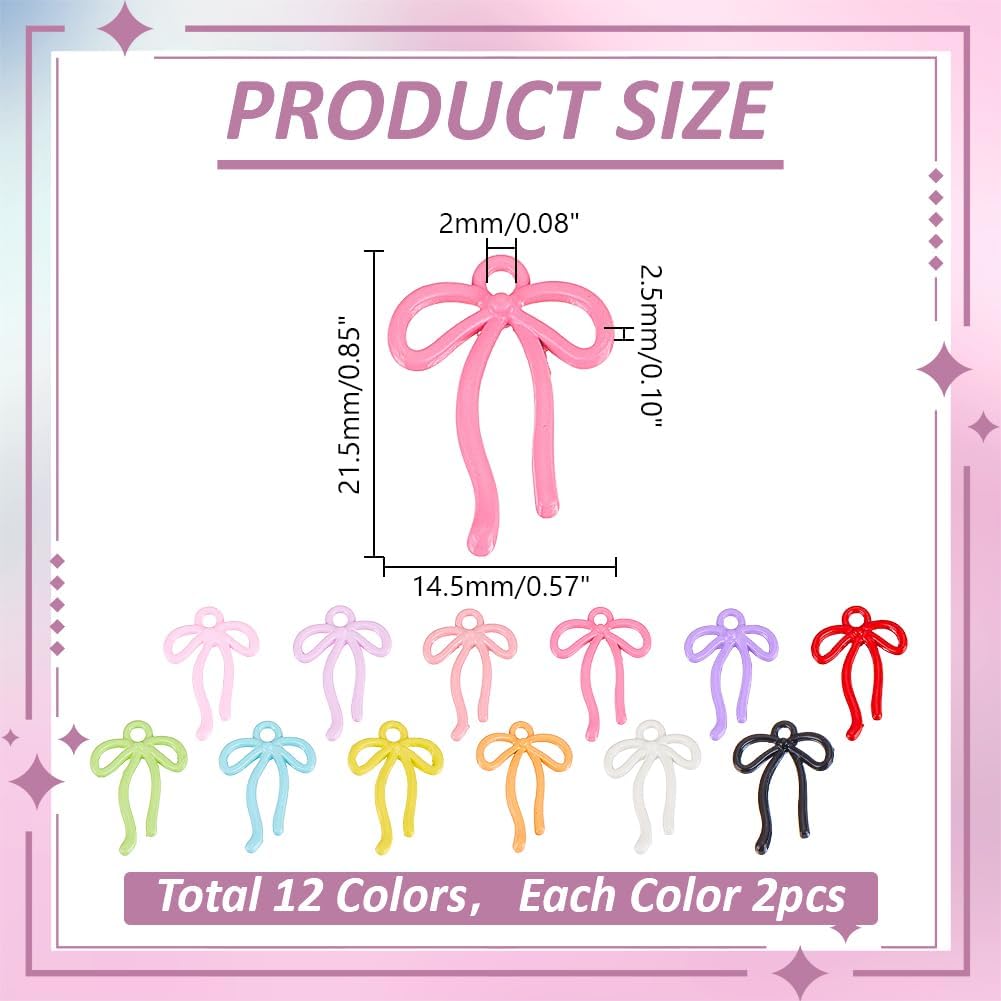 Bowknot Charms Bulk Small Bowknot Dangle Charms Alloy Bow Dangle Pendants Bow Ribbon Pendants for Women Necklace Bracelet Earring Jewelry Making - Image 2